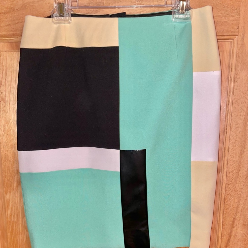 Skirt Colorblock leather look Women's Skirt